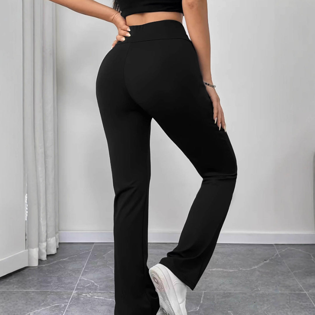Damen Hochbund-Yogahose mit ausgestelltem Bein und Eingrifftaschen Shop Nory