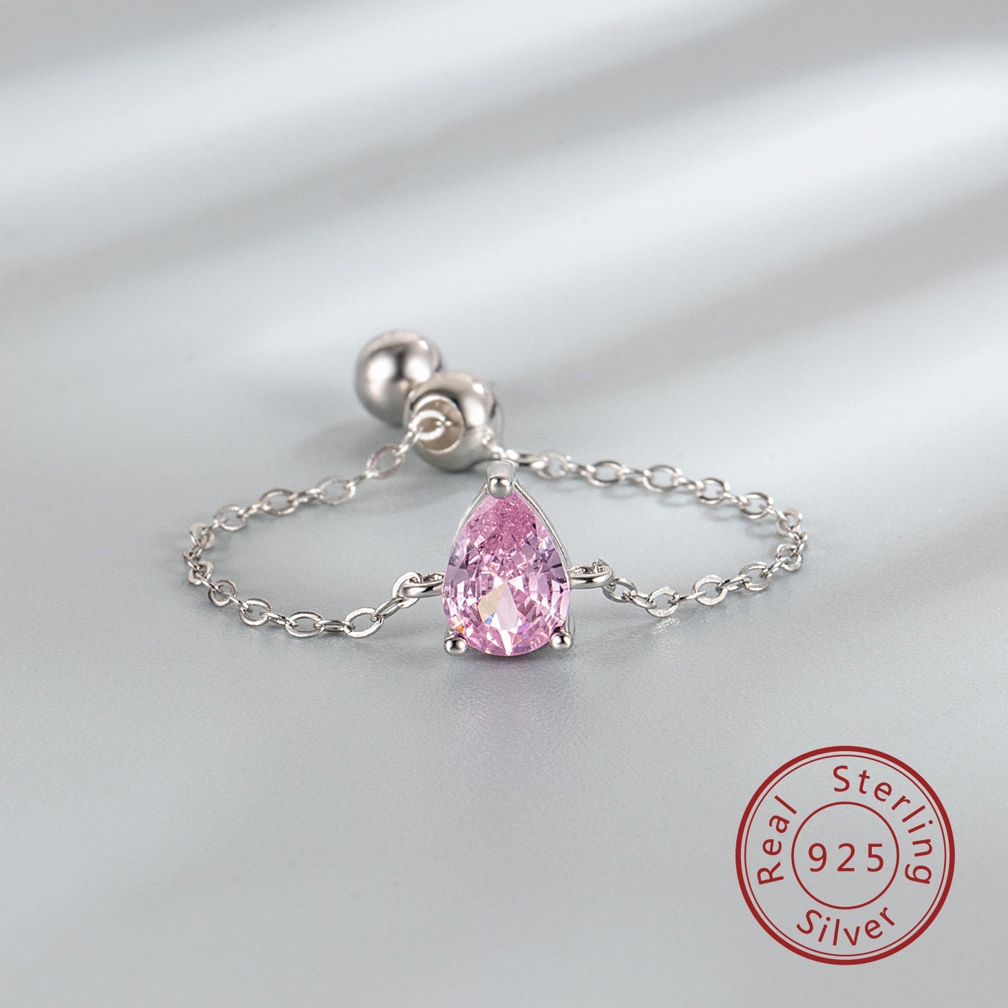 925 Sterling Silber Zirkon Wassertropfen Verstellbarer Ring 925 Sterling Silber Ringe | Shop Nory
