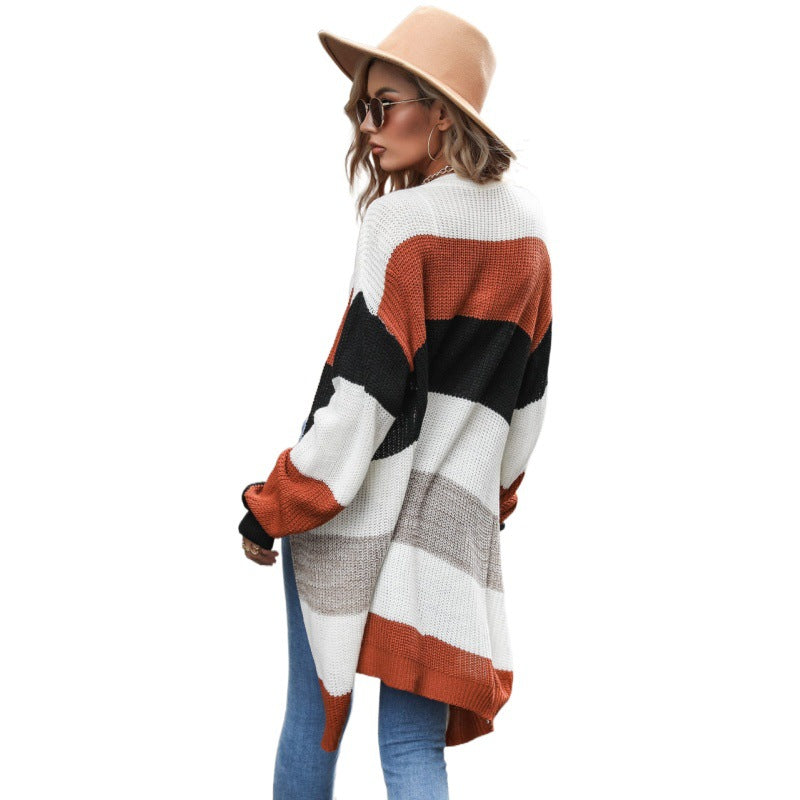 Damen Strickjacke mit blockfarbenen Streifen Shop Nory