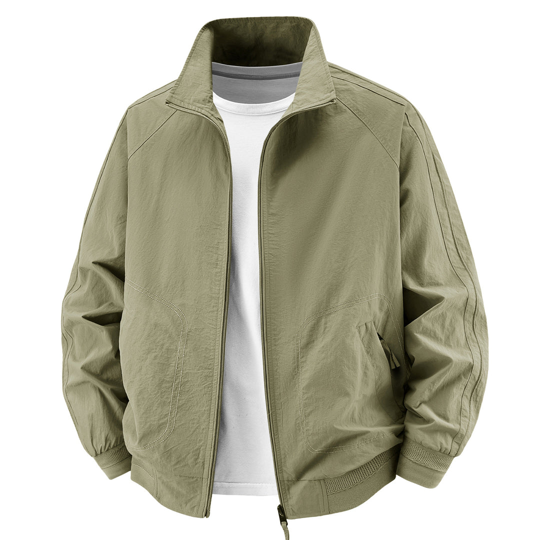 Herren Leichte Utility‑Bomberjacke mit hohem Stehkragen und großen Rundtaschen Shop Nory