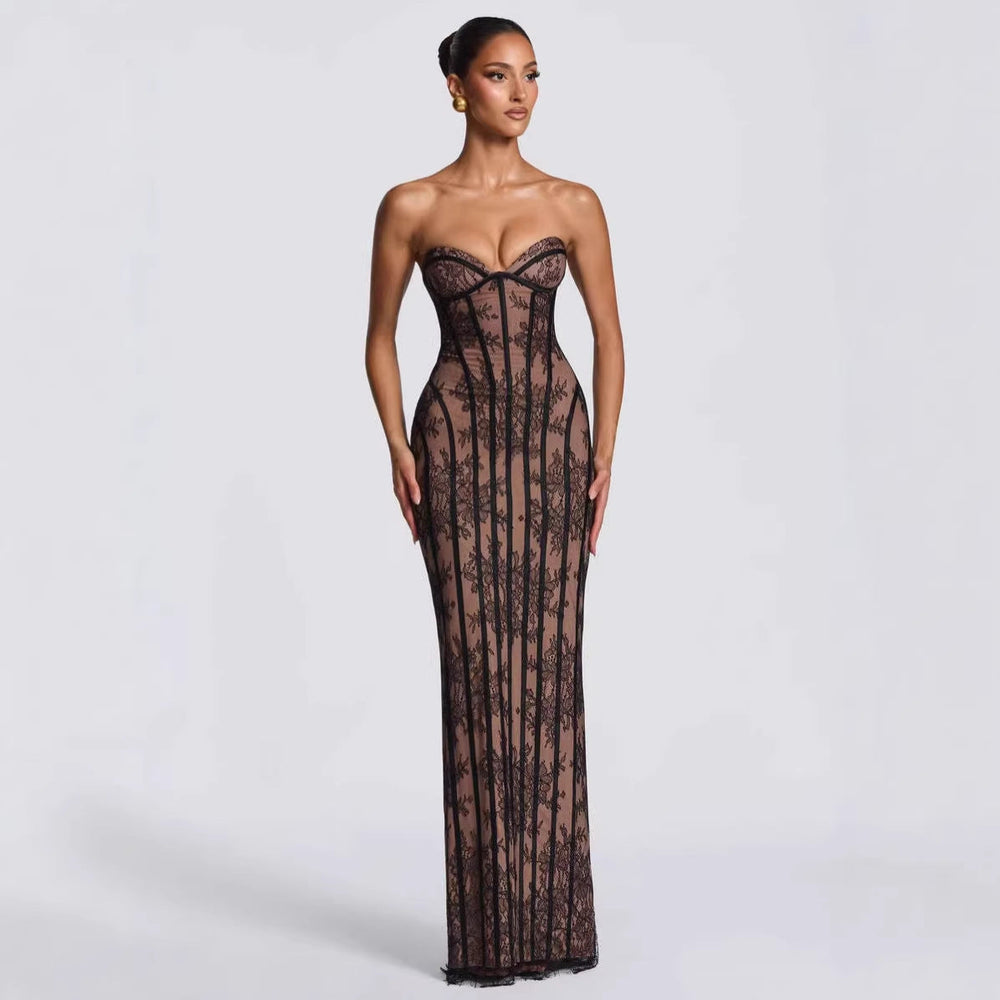 Damen Abendkleid mit raffinierten Spitzen-Details Shopnory