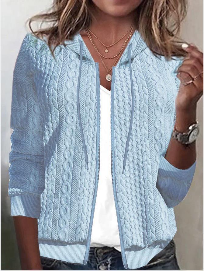 Damen Strickjacke mit Kapuze und schickem Zopfmuster