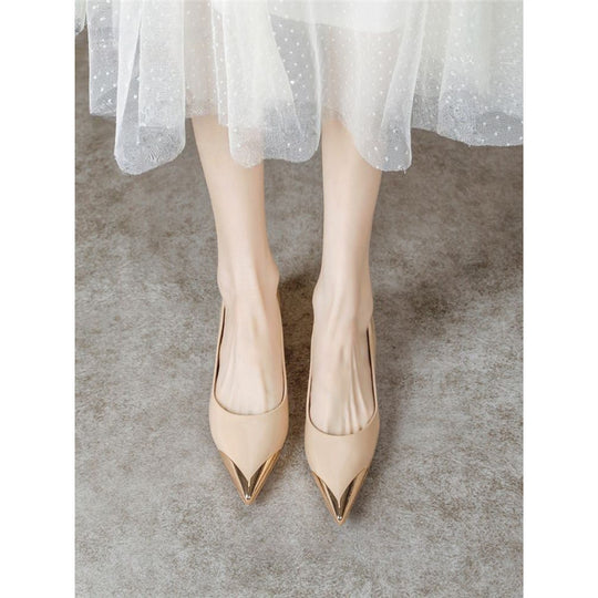 Damen Spitz zulaufende Ballerinas mit Leopardenmuster und metallischer Zehenkappe Shop Nory