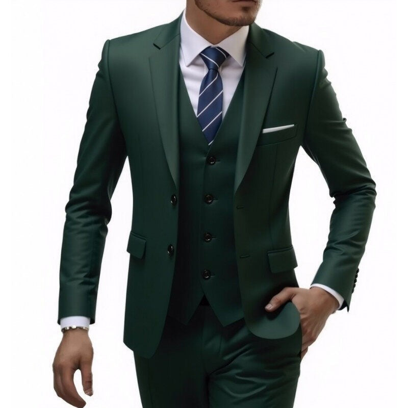 Herren nan dreiteiliges Slim-Fit Anzugset mit Weste, schmalem Revers und taillierter Silhouette