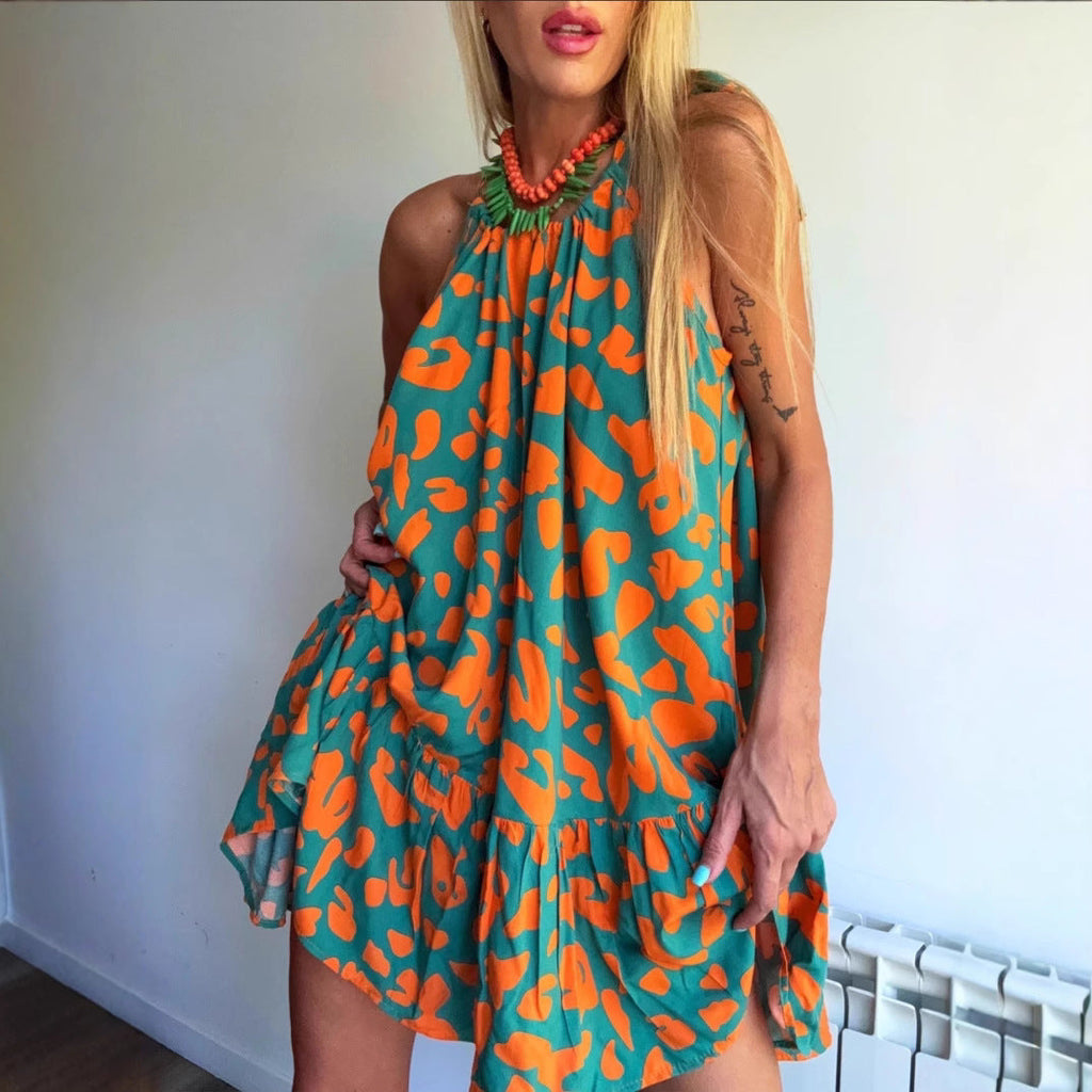 Damen Luftiges Sommerkleid mit asymmetrischem Saum und voluminösen Falten
