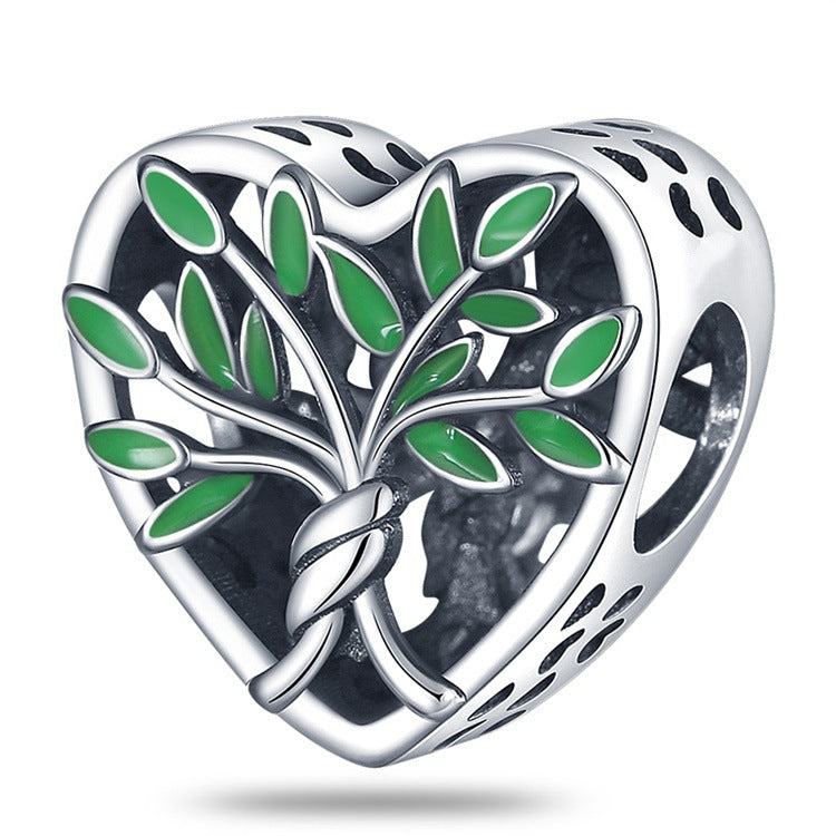 Filigraner Herz-Charms Anhänger mit Rosenmotiv und Zirkonia