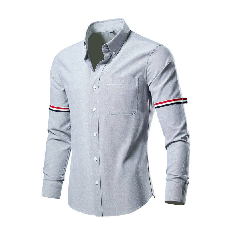 Herren tailliertes Oxford-Businesshemd mit Button-Down-Kragen, Brusttasche und markantem Armband-Detail Shop Nory