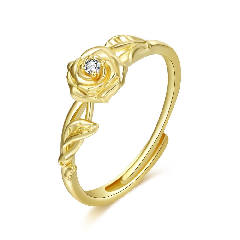 Damen Zarter Blumenring mit funkelndem Stein Shop Nory