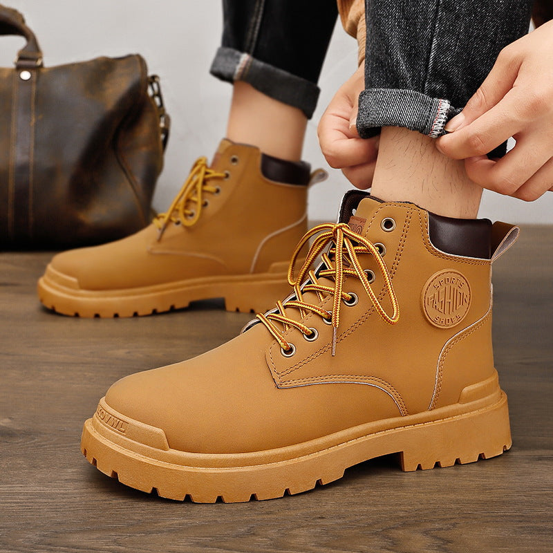 Herren Robuste Schnürboots aus hochwertigem Leder mit rutschfester Sohle