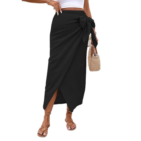 Damen Eleganter Wickelrock mit Schleifendetail