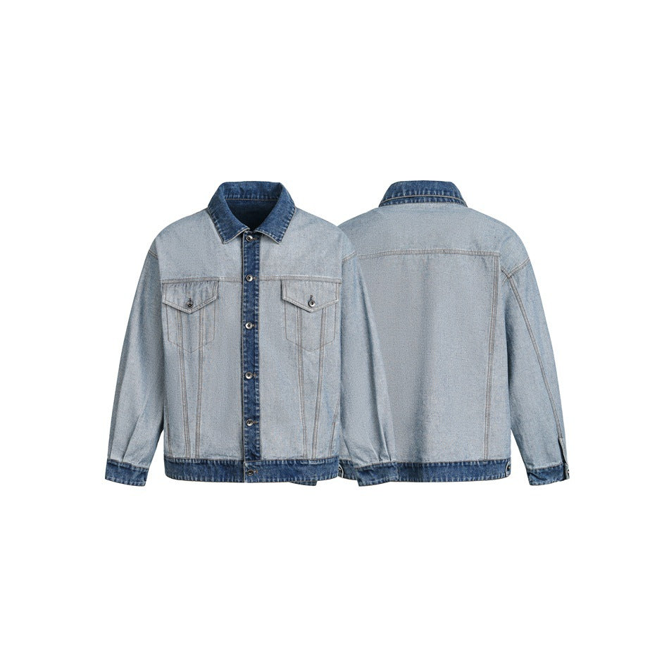 Unisex Oversize-Jeansjacke im Boxy‑Cut mit Kontrastblende und Brustklappen Shop Nory