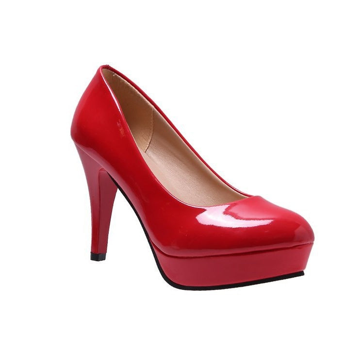 Damen Hochglanz Stiletto-Pumps mit modischem Plateau Shopnory