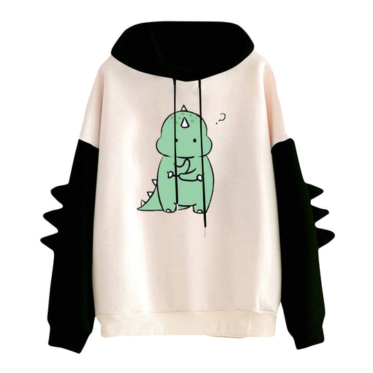 Damen nan Kapuzenpullover mit niedlichem Dinosaurier-Print und dreidimensionalen Ärmeldetails Shop Nory