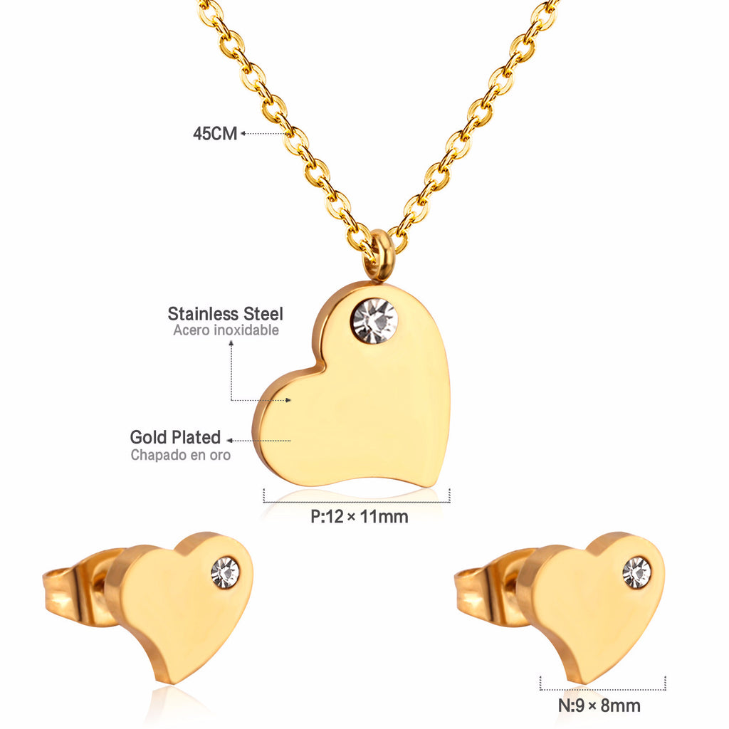 Damen Schmuckset mit Herzanhänger und Ohrringen aus hochwertigem Edelstahl Shop Nory
