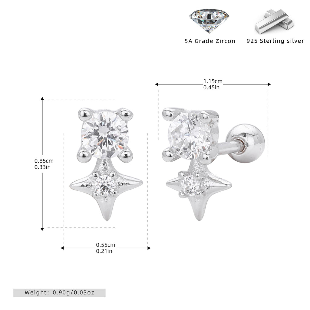 Damen Ohrstecker im funkelnden Sternendesign aus 925 Sterling Silber Shop Nory