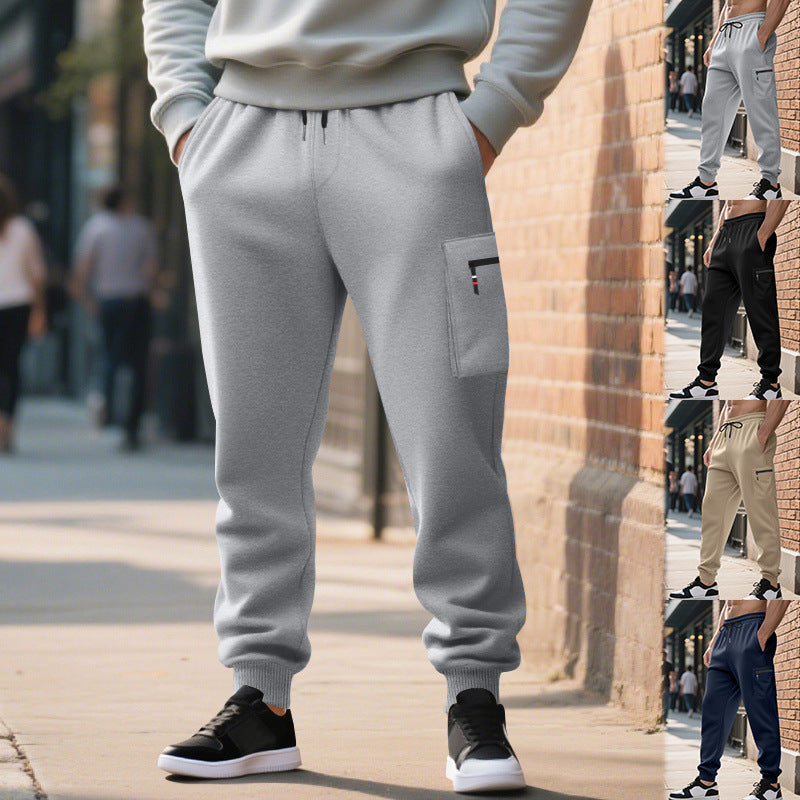 Herren lässige Jogginghose mit Cargo-Reißverschlusstasche, elastischem Bund und gerippten Bündchen Shop Nory