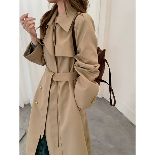 Damen Taillierter Trenchcoat mit Bindegürtel und goldenen Knopfdetails Shop Nory