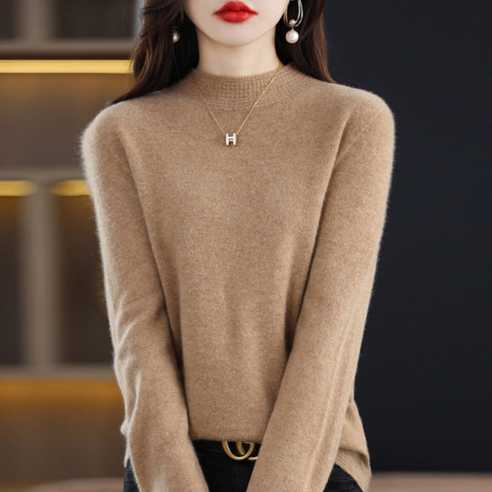 Damen Leichter Feinstrick-Mockneckpullover mit strukturierter Kragenblende Shop Nory