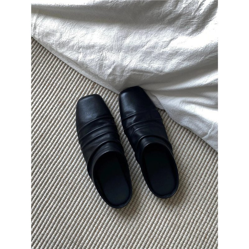 Damen Leder‑Mules mit quadratischer Zehenbox und gerafftem Schaft Shop Nory