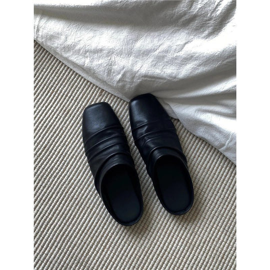 Damen Leder‑Mules mit quadratischer Zehenbox und gerafftem Schaft Shop Nory