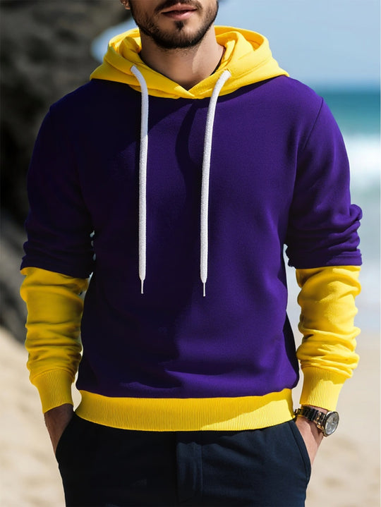 Herren Kapuzenpullover im Lagen-Look mit Kontrastkapuze und Kordelzug Shop Nory