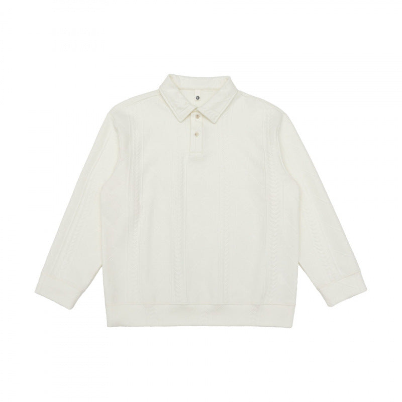 Unisex Poloshirt-Strickpullover mit Zopfmuster, Boxy‑Schnitt und Hemdkragen Shop Nory