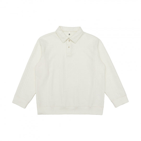 Unisex Poloshirt-Strickpullover mit Zopfmuster, Boxy‑Schnitt und Hemdkragen Shop Nory