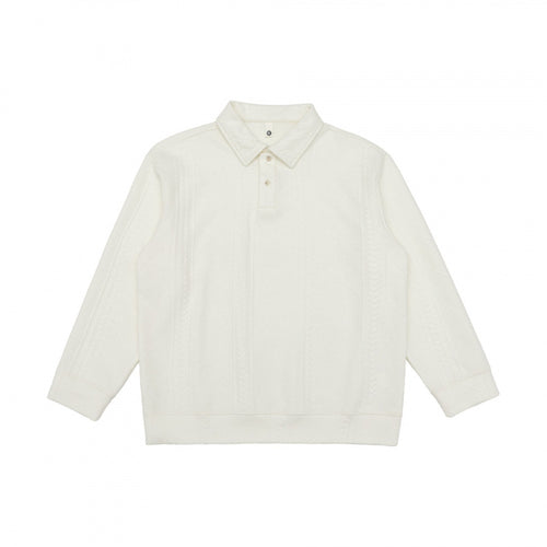 Unisex Poloshirt-Strickpullover mit Zopfmuster, Boxy‑Schnitt und Hemdkragen Shop Nory