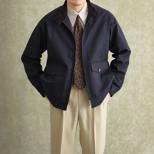 Herren Harrington-Jacke mit Cordkragen und aufgesetzten Pattentaschen Shop Nory