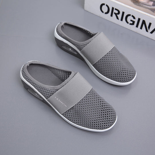 Damen Halbschuh-Slipper mit atmungsaktivem Strickobermaterial, elastischem Mittelfußriemen und Dämpfungssohle Shop Nory