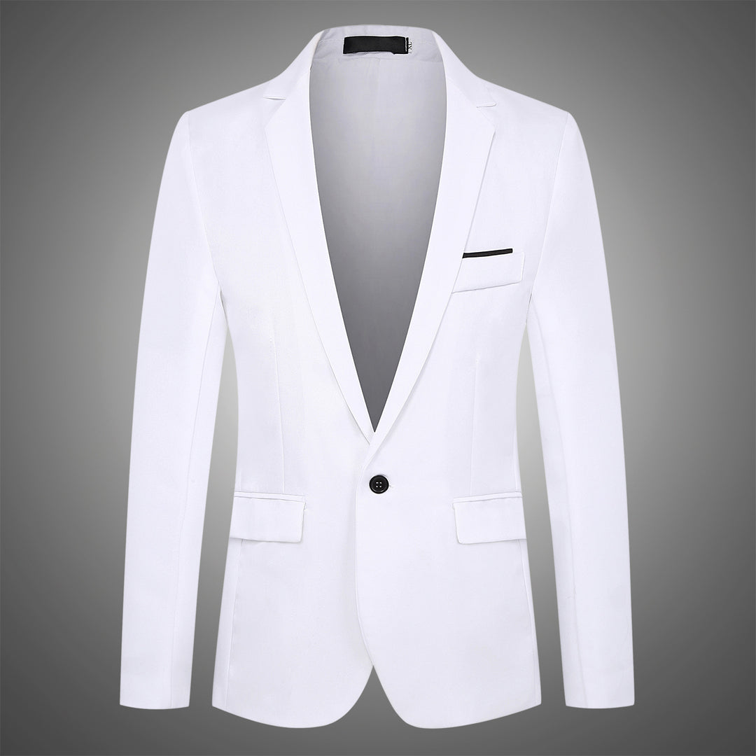 Herren tailliertes Satin-Sakko mit schmaler Silhouette, Notch-Revers und dekorativer Brustpaspel Shop Nory