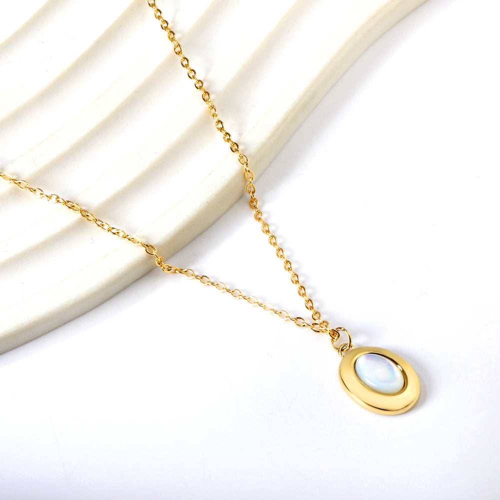 Damen Edelstahl-Halskette mit ovalem Anhänger aus hochwertigem Goldbeschichtung Shop Nory