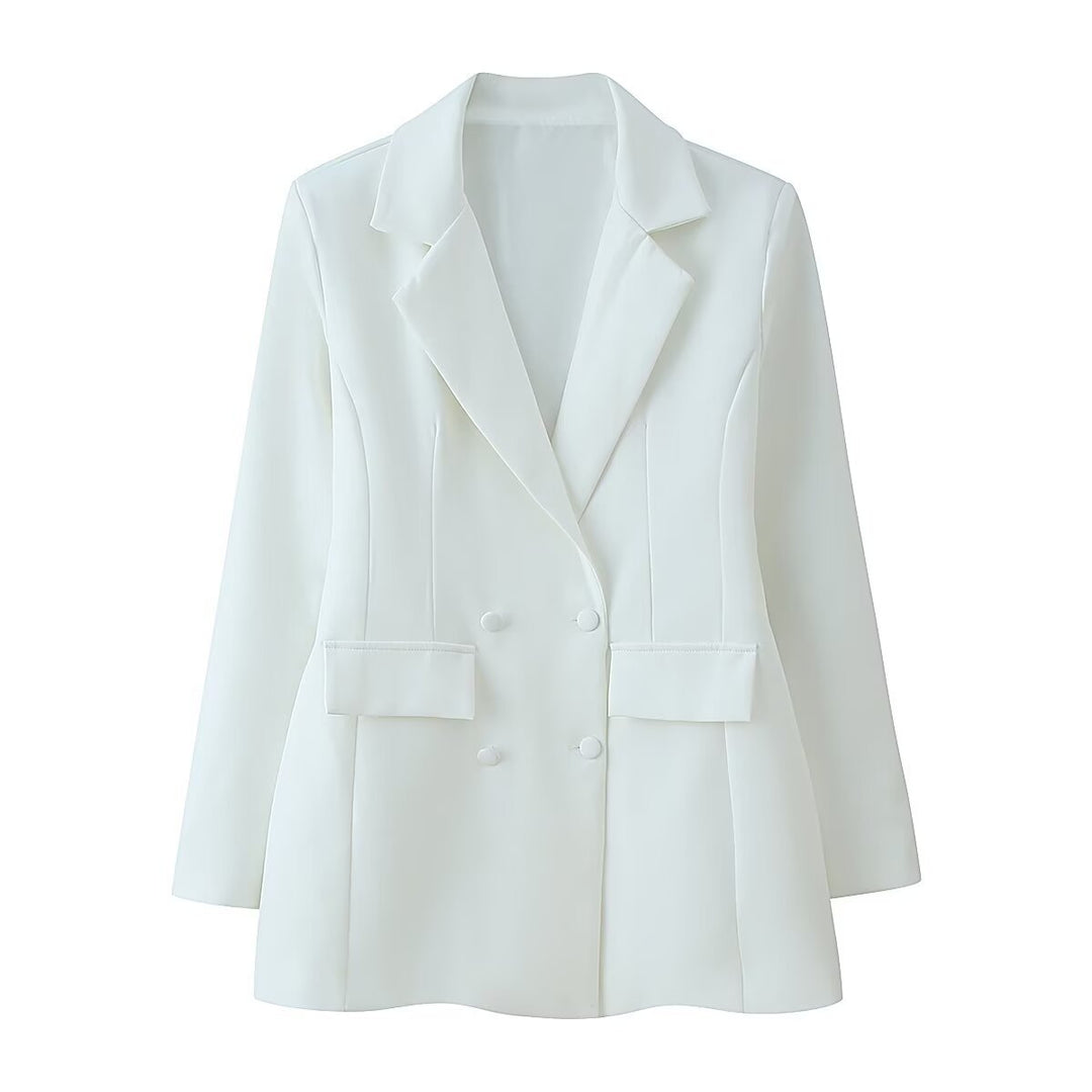Damen taillierter Doppelreiher-Blazer mit Pattentaschen und Wiener Nähten Shop Nory