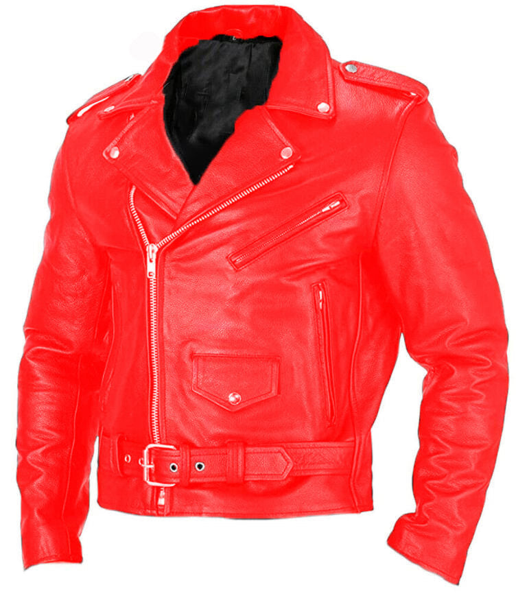 Herren Bikerjacke aus Leder mit asymmetrischem Reißverschluss