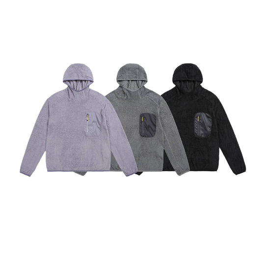 Unisex kuscheliger Kapuzen-Fleecepullover mit Brust-Reißverschlusstasche und elastischem Saum Shop Nory