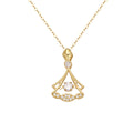 Damen Halskette aus hochwertigem Gold mit kunstvollem Anhänger und funkelnden Kristallen Shop Nory