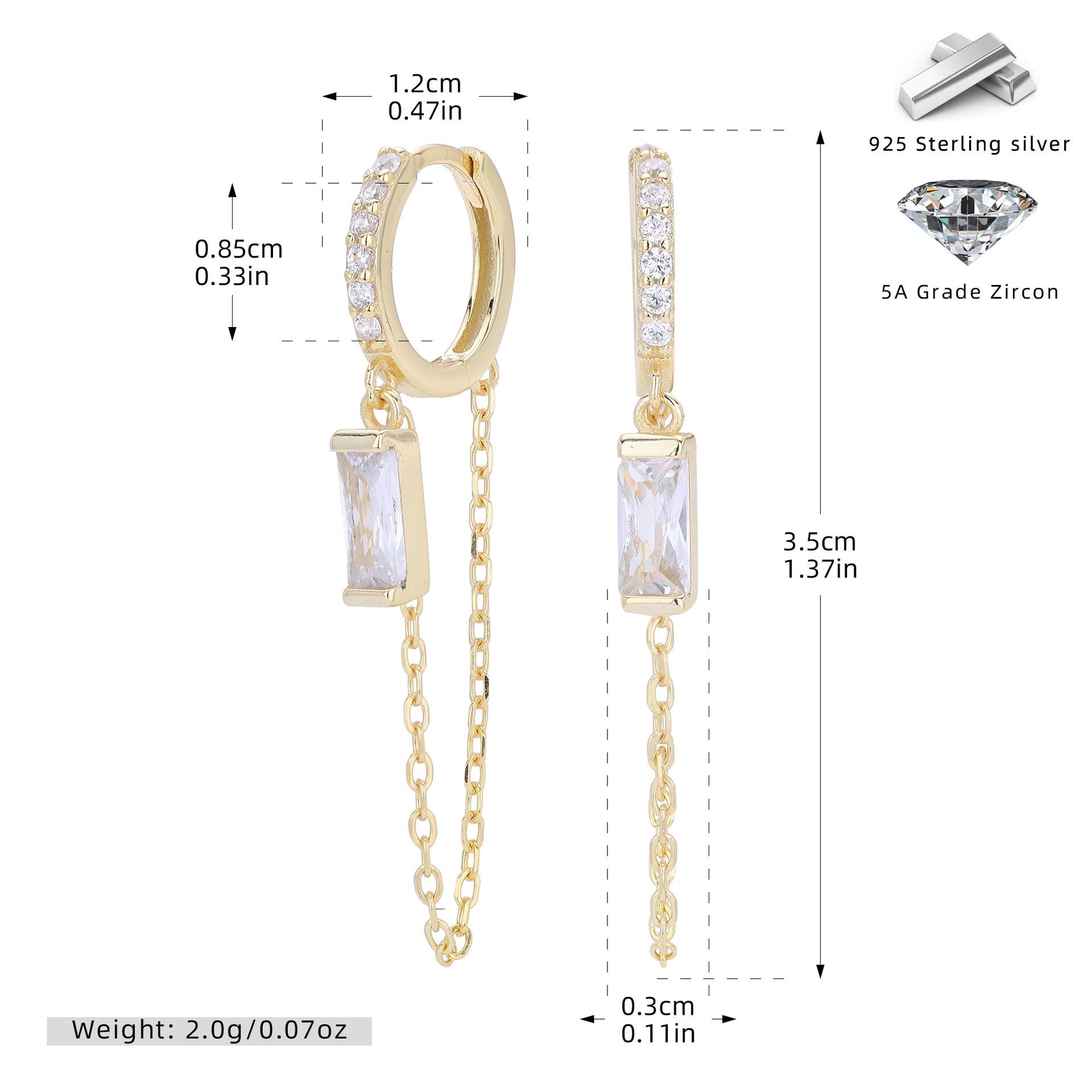 Damen Ohrhänger mit eleganten blauen Zirkonsteinen und feinen Kettendetails Shop Nory