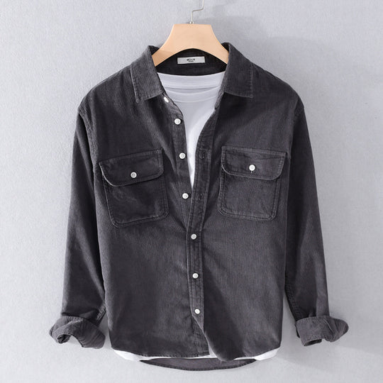 Herren Feincord-Hemdjacke im Worker‑Stil mit doppelten Brustpatten und entspanntem Schnitt Shop Nory
