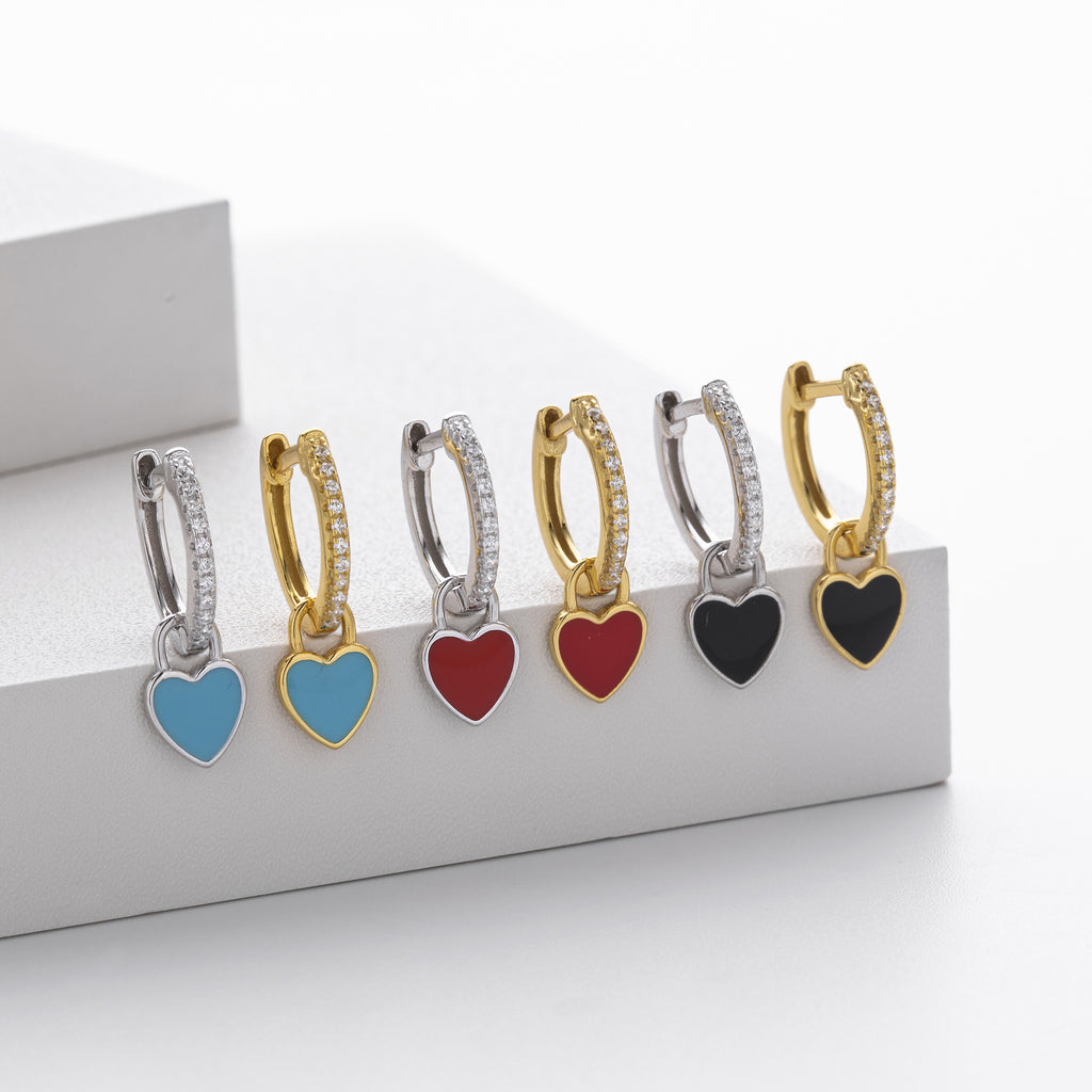Damen Ohrhänger mit funkelndem Herzanhänger aus hochwertigem 925 Sterling Silber Shop Nory