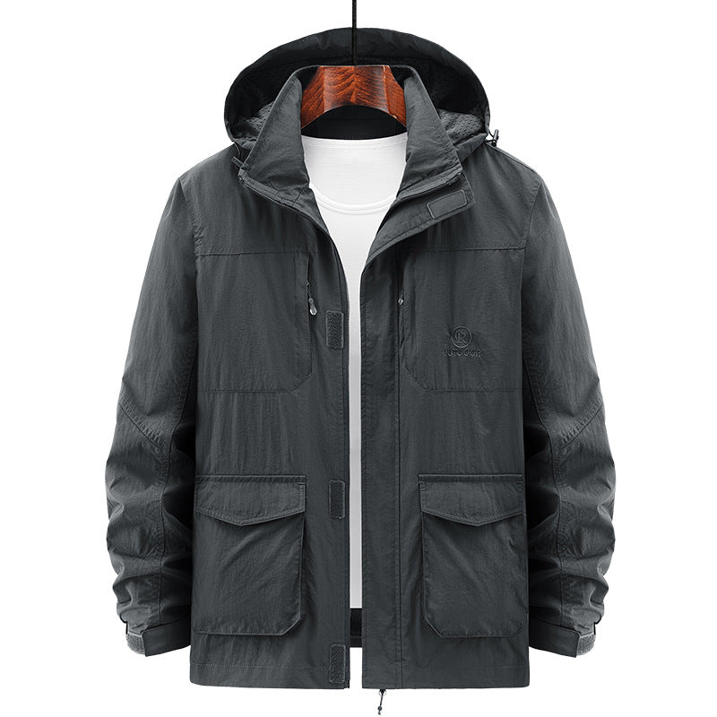 Herren Leichte Utility-Jacke mit Kapuze Shop Nory