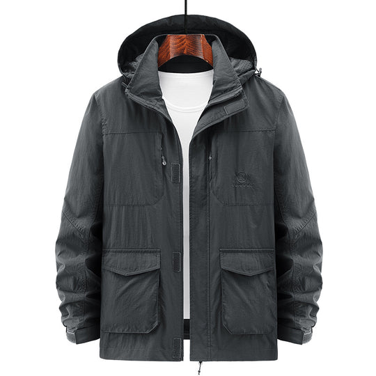 Herren Leichte Utility-Jacke mit Kapuze Shop Nory