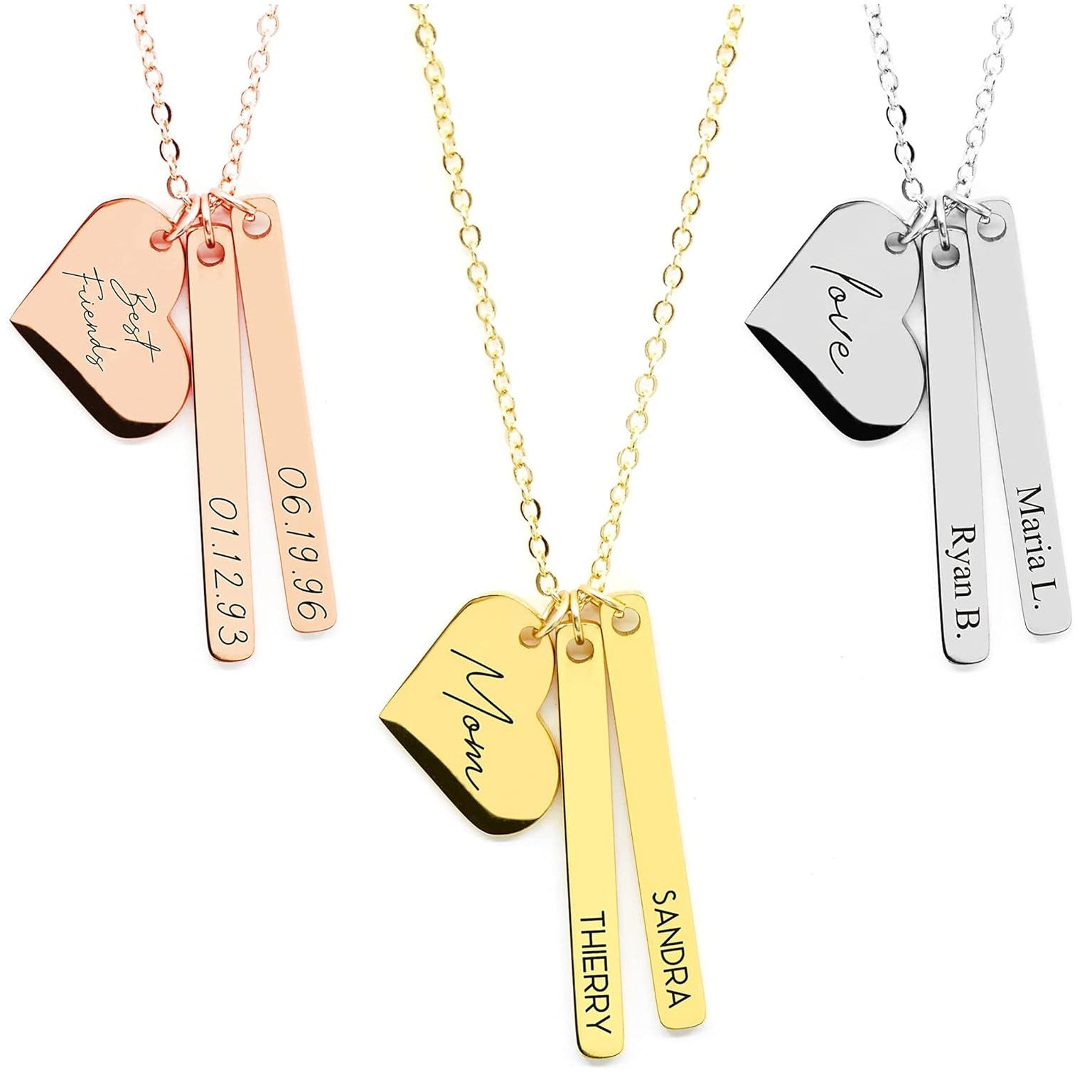 Damen Halskette mit personalisierbarem Herz- und Anhänger-Set Shop Nory