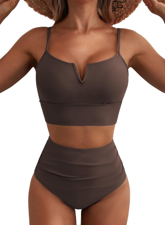 Damen Hochtailliertes Bikini-Set mit modernem V-Ausschnitt und angenehmer Passform