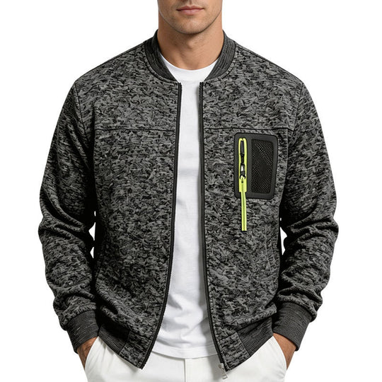 Herren strukturierte Bomberjacke mit Camouflage-Struktur und Reißverschluss-Brusttasche Shop Nory