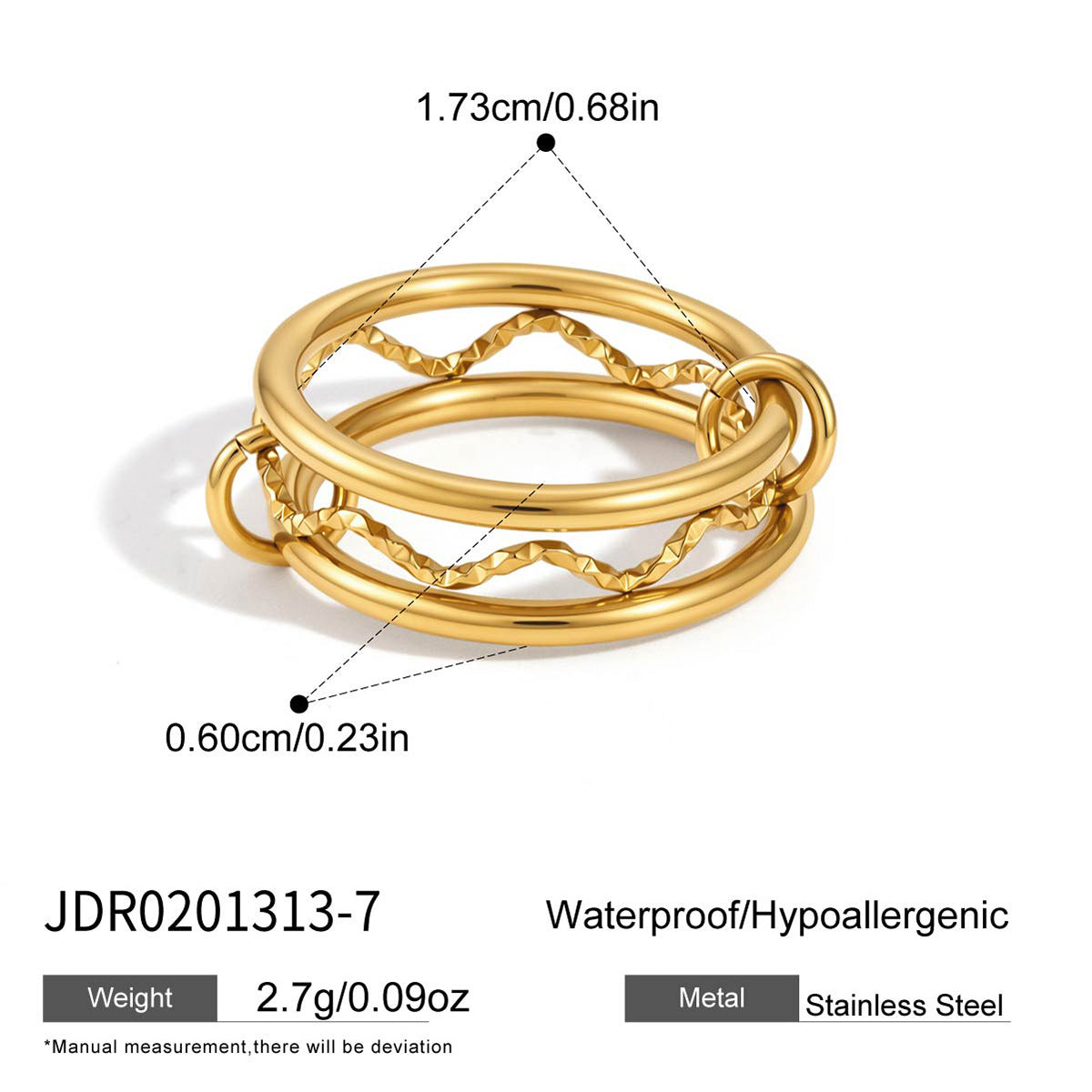Damen Eleganter und hypoallergen Ring mit geflochtenem Design Shop Nory