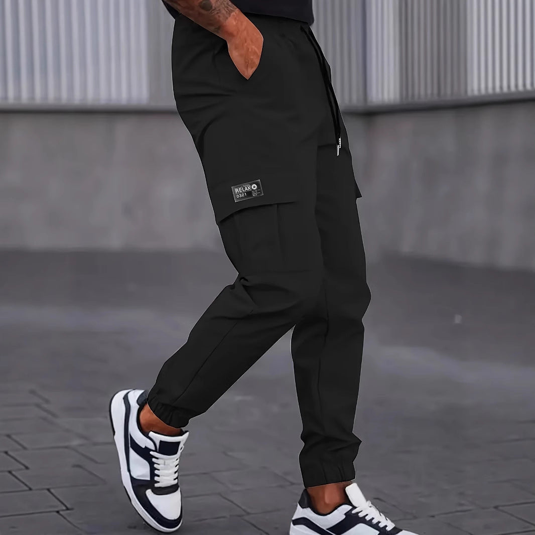 Herren Utility-Cargohose im Joggerstil mit Tunnelzugbund elastischen Beinabschlüssen und Multifachtaschen Shop Nory