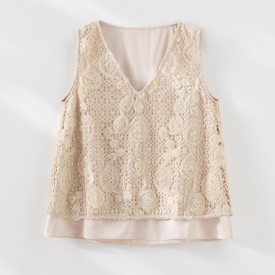 Damen Spitzen-Midirock mit floraler Häkelspitze und blickdichtem Futter Shop Nory