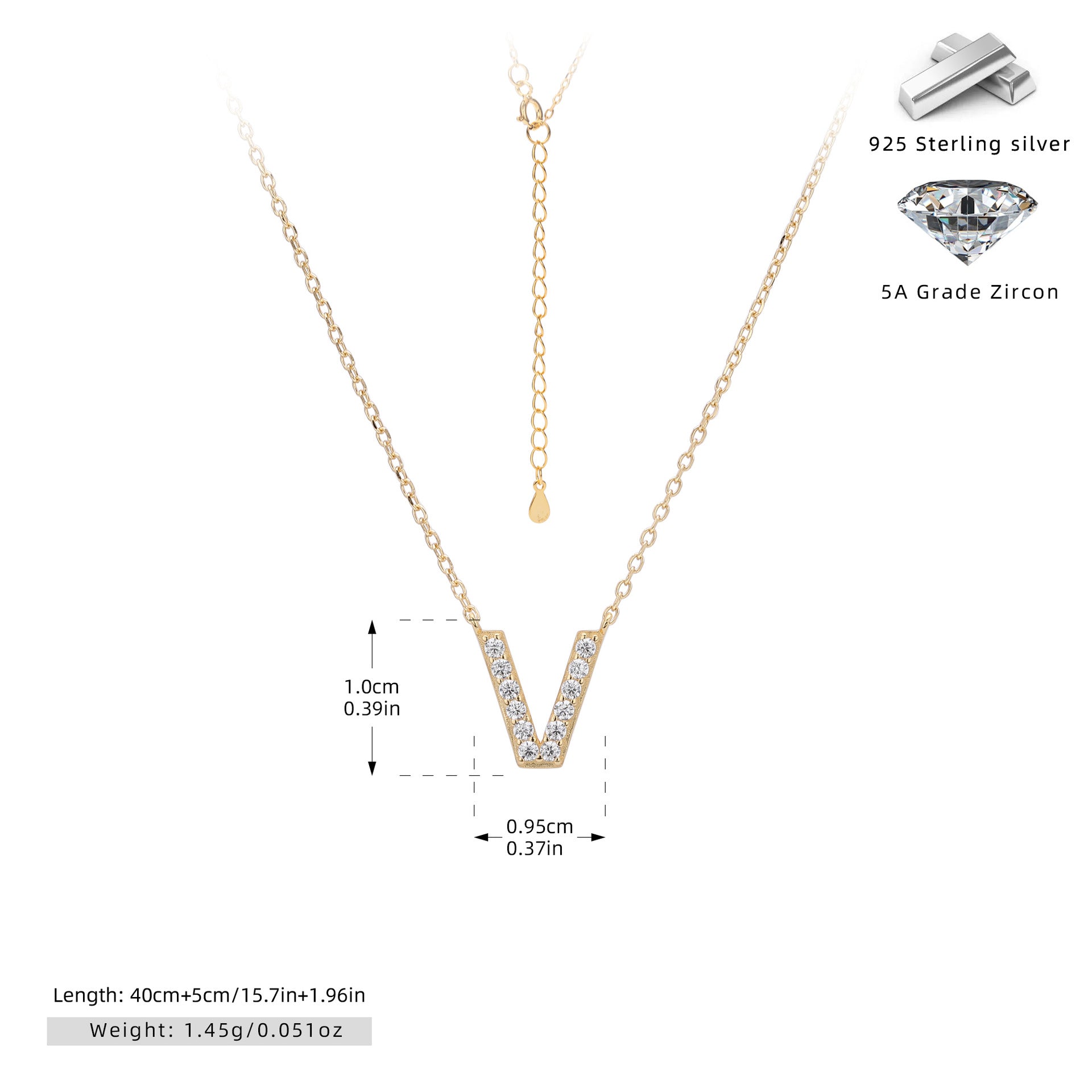 Damen Halskette mit Z-Anhänger und funkelnden Zirkonia Shop Nory