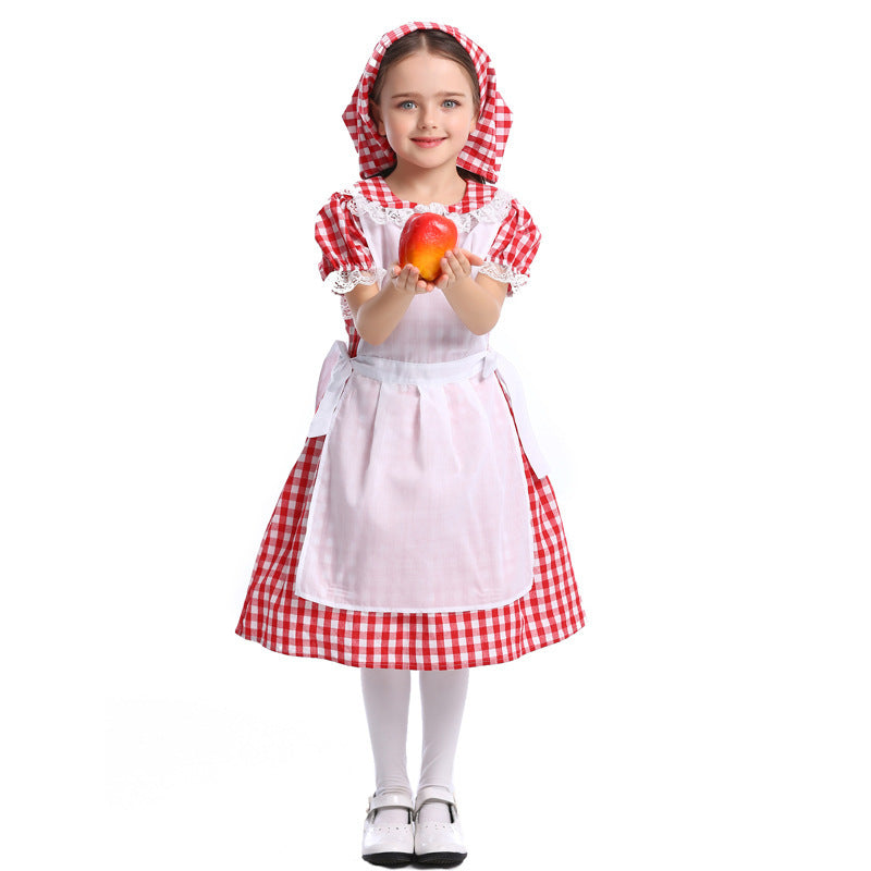 Damen nan traditionelles Bauernmädchenkleid mit Spitzenschürze und Kapuze Shop Nory