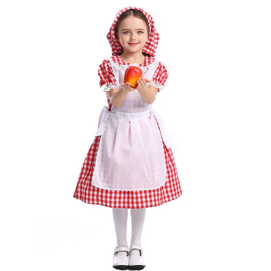 Damen nan traditionelles Bauernmädchenkleid mit Spitzenschürze und Kapuze Shop Nory